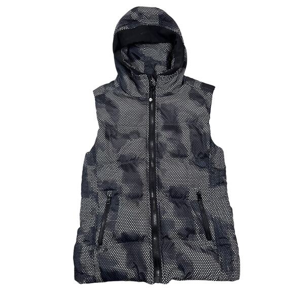 Lululemon Athletica Puffer Vest Goose Down Hooded Women's 8 Sleeveless Gray Camo - Picture 2 of 13